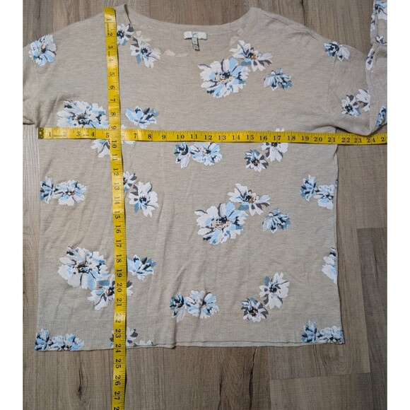 Joie Size M Sweater Eloisa Floral Print Knit Oatmeal Wool Blend Soft Casual - Picture 9 of 9